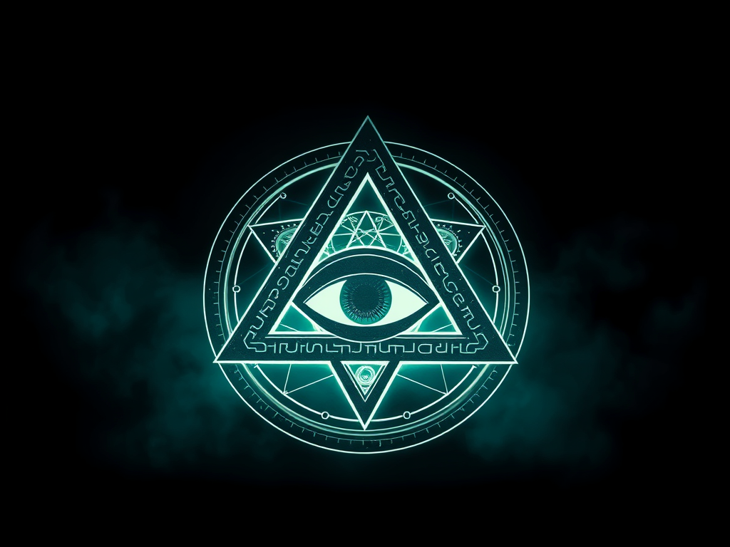 The Illuminati all-seeing eye symbol inside a glowing triangle, often linked to secrecy and conspiracy theories