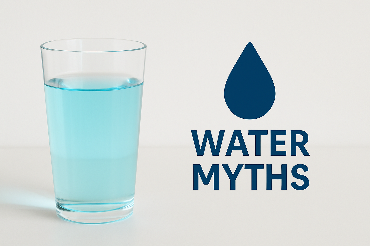 glass of water with mild blue tint symbolizing hydration and health myths